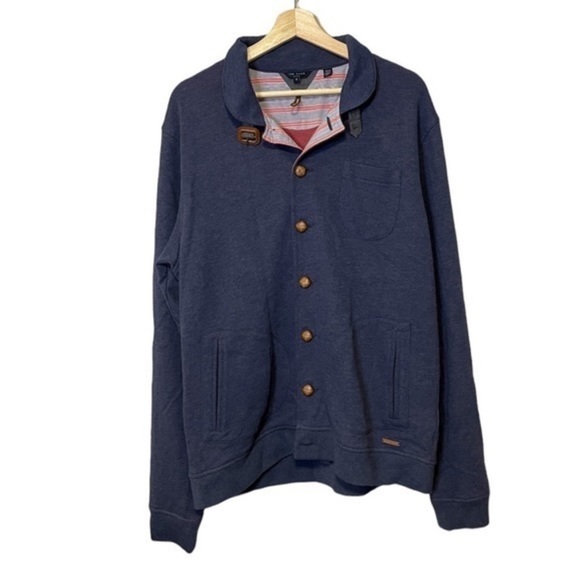 Ted Baker London Navy blue sweatshirt cardigan button up size 2 Preowned - Picture 1 of 11